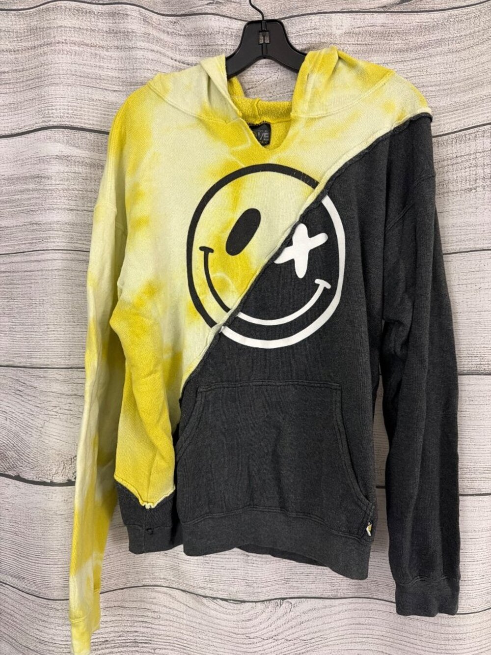 Love Junkie Tie-Dye Smiley Face Hoodie Size L